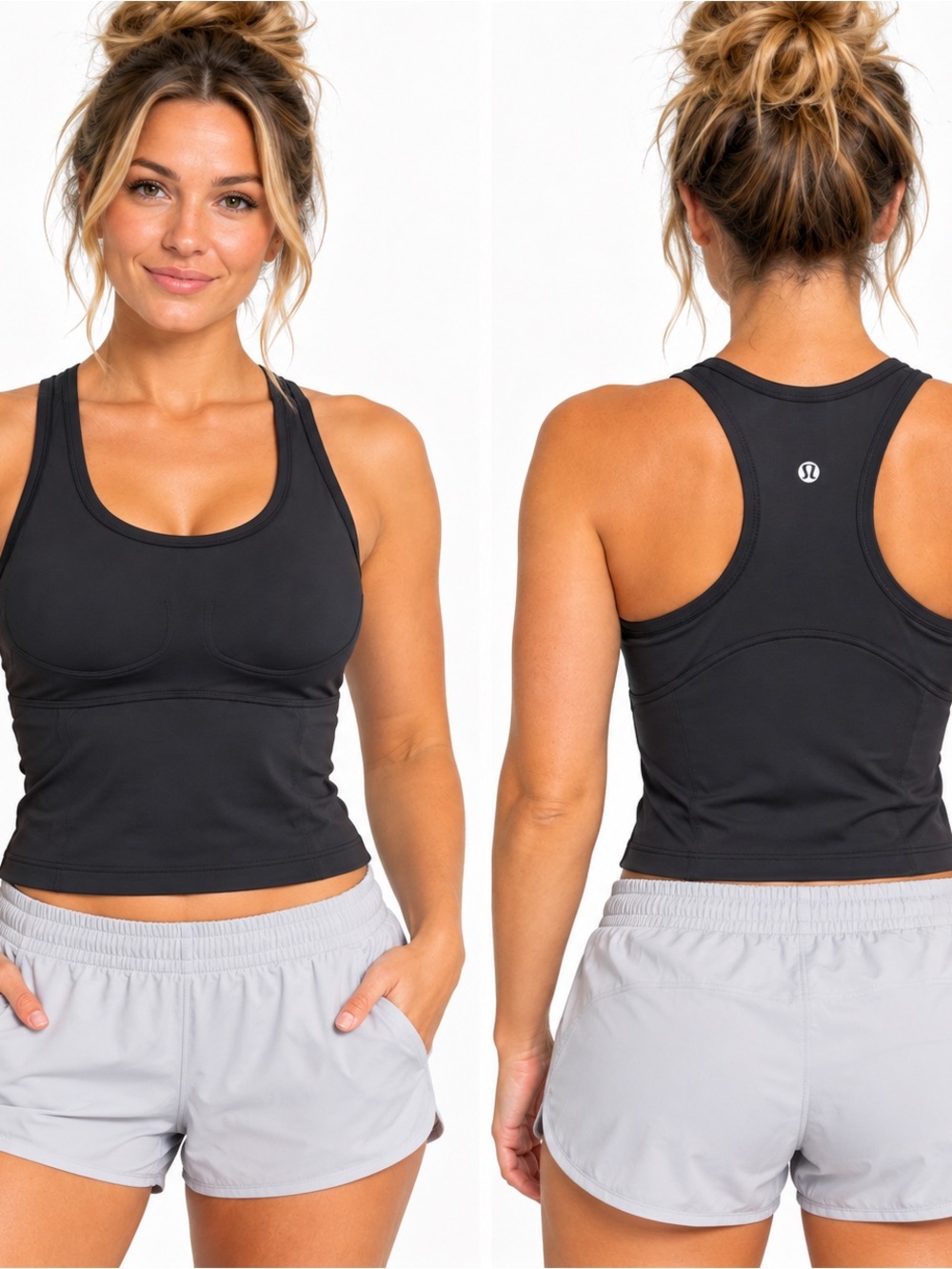 lululemon athletica Black Racerback Crop Tank with Built-In Support
